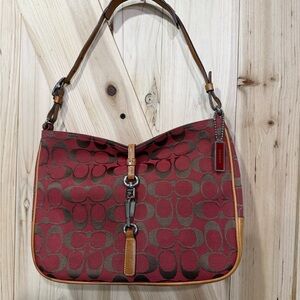 vintage Coach Signature Hamptons Hobo bag in a red monogram canvas